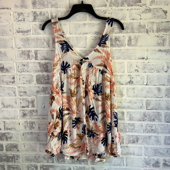 Rip Curl Women’s Mini Dress Sunset Waves Tank Cover Up Coral Navy Floral Size XS - Picture 6 of 7